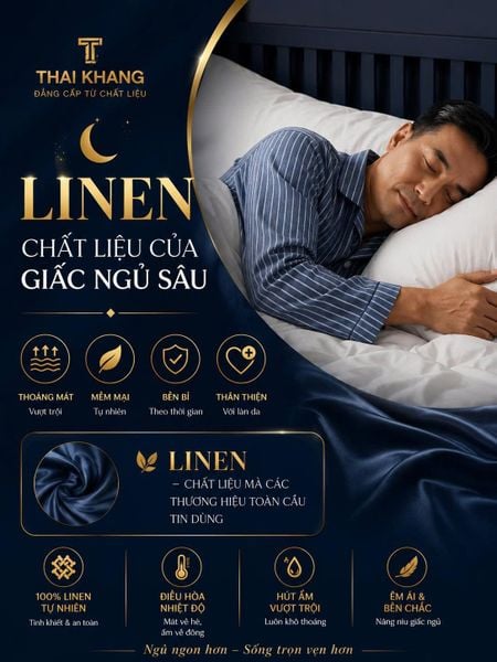 Bộ pijama nam trung niên Thái Khang bộ đồ cho bố mặc nhà vải Linen BO52