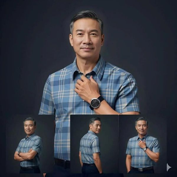 Áo sơ mi nam ngắn tay trung niên THÁI KHANG vải cotton 100% ATK51