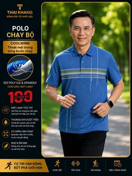 Áo thun nam trung niên Thái Khang áo thun chạy bộ form classic rộng rải thoải mái ATK62