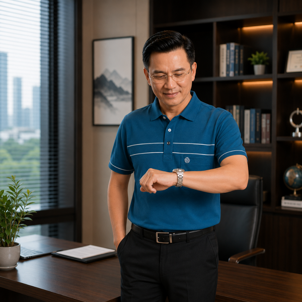 Áo polo nam trung niên có cổ vải cotton ATK08