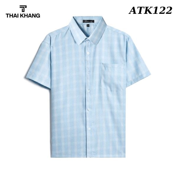 Áo sơ mi nam trung niên ngắn tay vải đũi caro siêu mát form rộng ATK12
