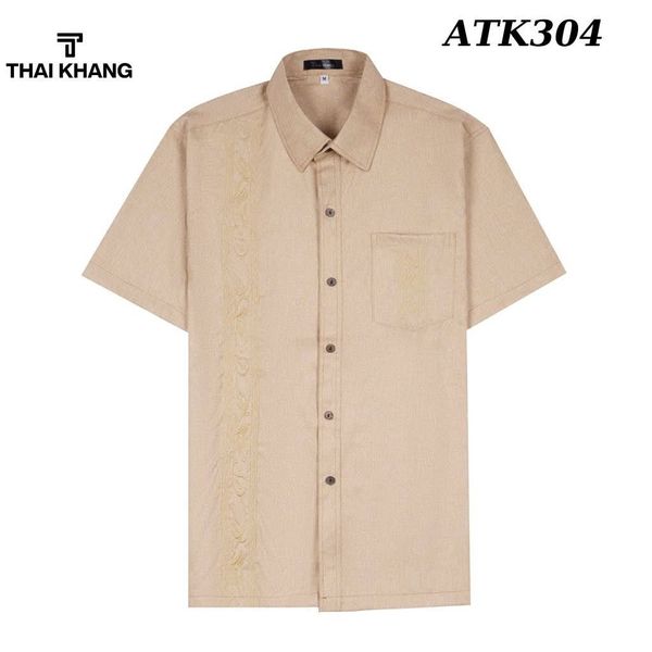 Áo sơ mi trung niên vải đũi ngắn tay ATK30