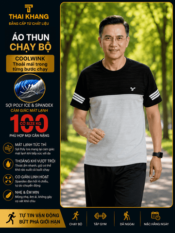 Áo thun thể thao nam cộc tay Thái Khang vải coolwink ATK33