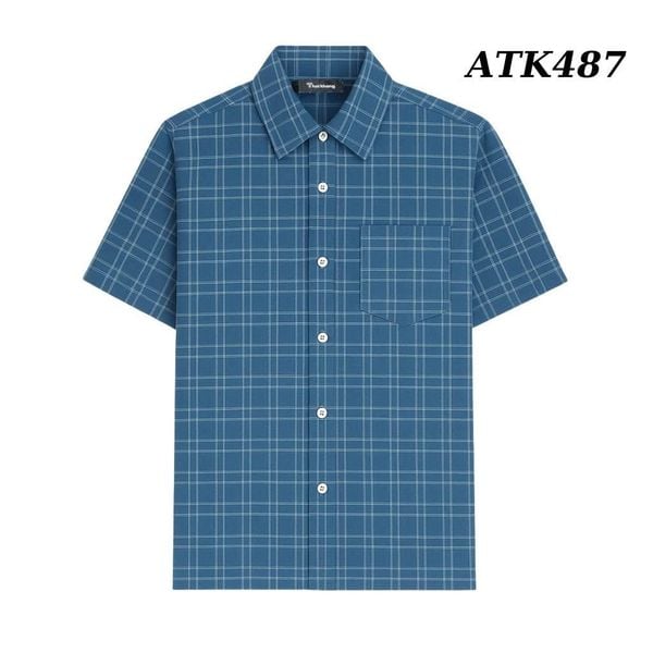 Áo sơ mi ngắn tay vải caro nam trung niên THÁI KHANG ATK48