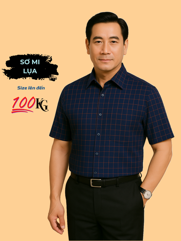 Áo sơ mi ngắn tay vải caro nam trung niên THÁI KHANG ATK48