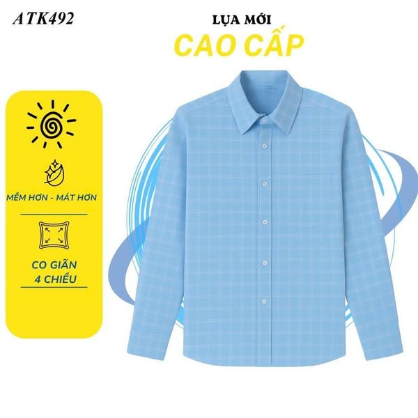 Áo sơ mi ngắn tay vải caro nam trung niên THÁI KHANG ATK48