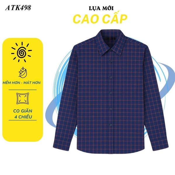 Áo sơ mi ngắn tay vải caro nam trung niên THÁI KHANG ATK48
