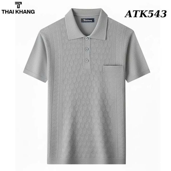 Áo polo nam trung niên cao cấp Thái Khang chất Mông Tơ Ghi ATK54