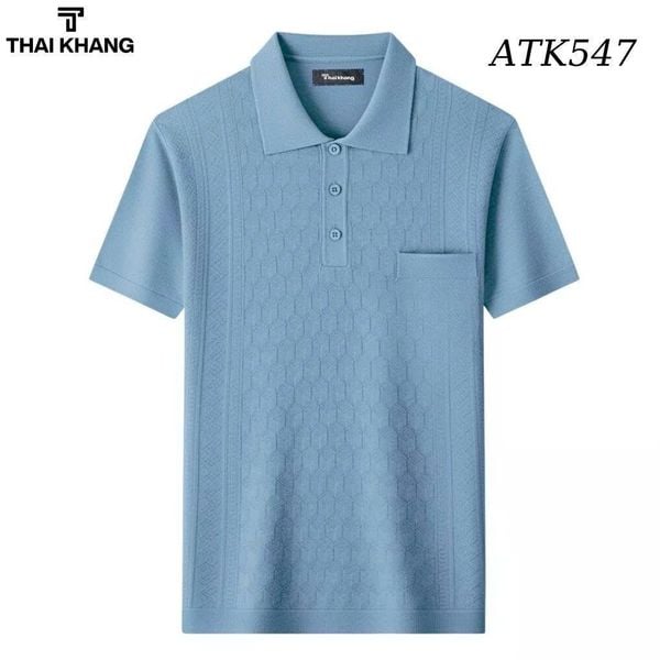 Áo polo nam trung niên cao cấp Thái Khang chất Mông Tơ Ghi ATK54