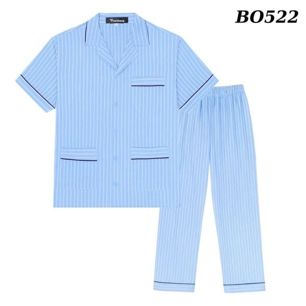 Bộ pijama nam trung niên Thái Khang bộ đồ cho bố mặc nhà vải Linen BO52