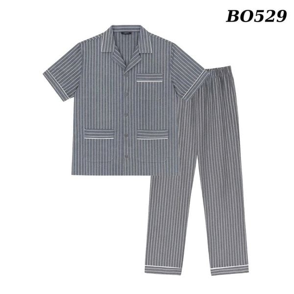Bộ pijama nam trung niên Thái Khang bộ đồ cho bố mặc nhà vải Linen BO52