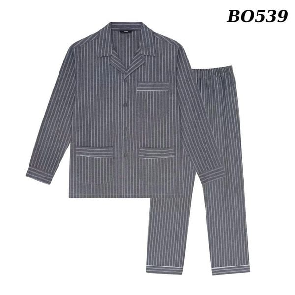 Bộ pijama nam trung niên Thái Khang bộ đồ cho bố mặc nhà vải Linen BO52