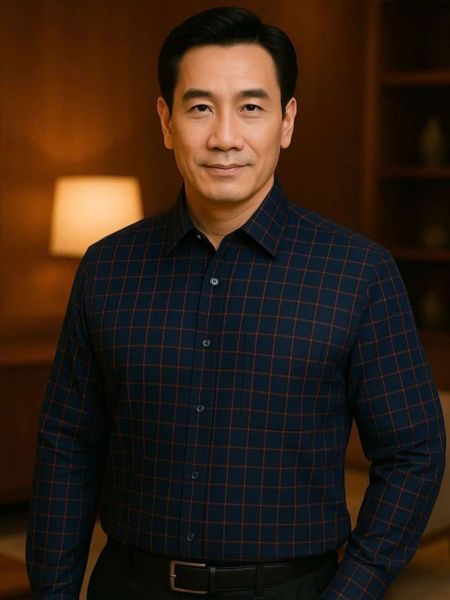 Áo sơ mi ngắn tay vải caro nam trung niên THÁI KHANG ATK48