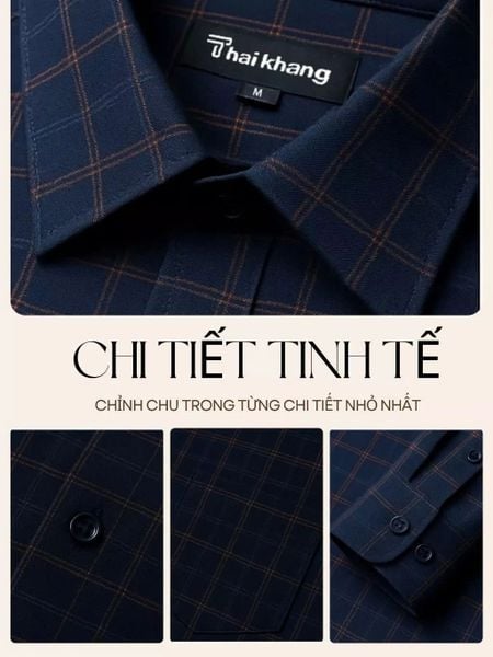 Áo sơ mi ngắn tay vải caro nam trung niên THÁI KHANG ATK48