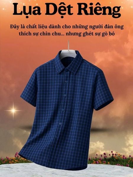 Áo sơ mi ngắn tay vải caro nam trung niên THÁI KHANG ATK48