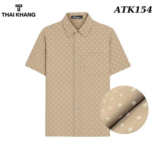Áo sơ mi nam ngắn tay trung niên THÁI KHANG vải lụa ATK15
