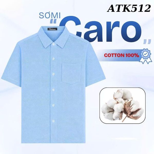 Áo sơ mi nam ngắn tay trung niên THÁI KHANG vải cotton 100% ATK51