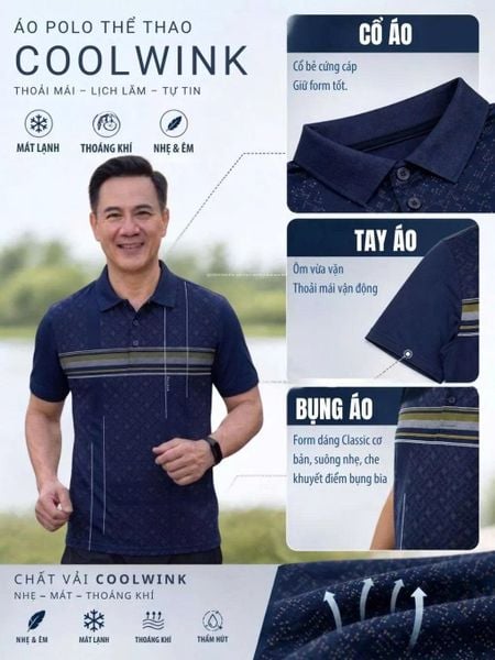 Áo thun nam trung niên Thái Khang áo thun chạy bộ form classic rộng rải thoải mái ATK62