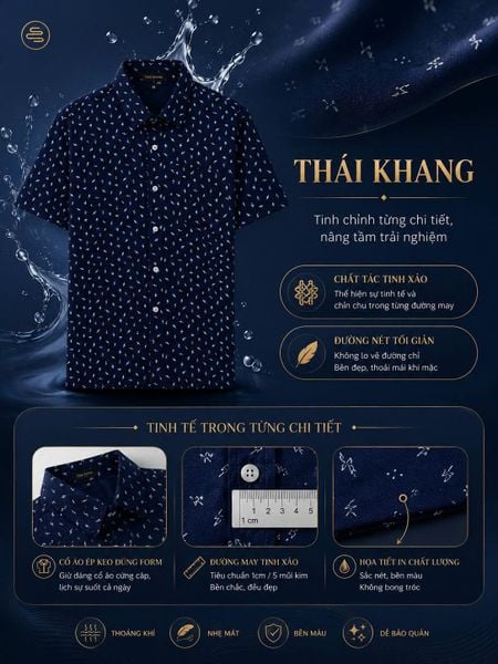 Áo sơ mi nam ngắn tay trung niên THÁI KHANG vải lụa ATK15