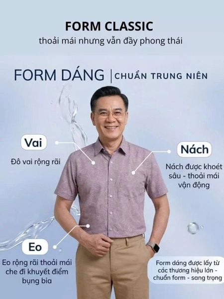 Áo sơ mi nam ngắn tay trung niên THÁI KHANG vải lụa co giãn ATK59
