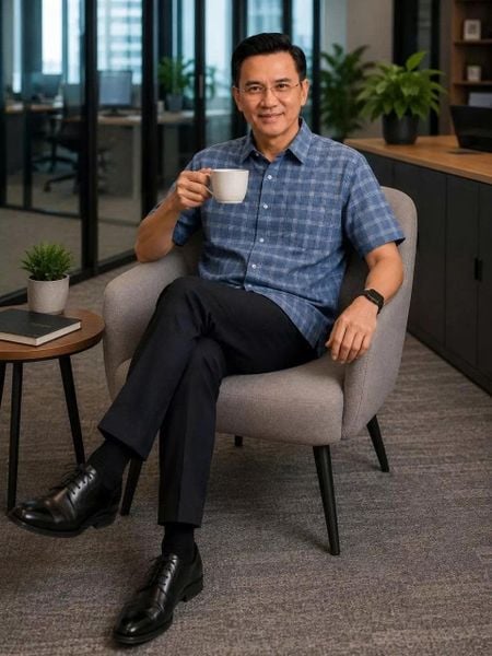 Áo sơ mi nam trung niên ngắn tay vải đũi caro siêu mát form rộng ATK12