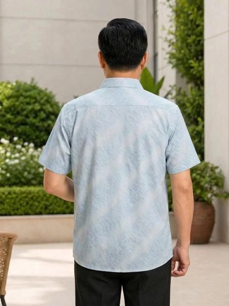 Áo sơ mi nam ngắn tay trung niên THÁI KHANG vải lụa co giãn ATK64