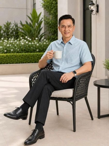 Áo sơ mi nam ngắn tay trung niên THÁI KHANG vải lụa co giãn ATK64