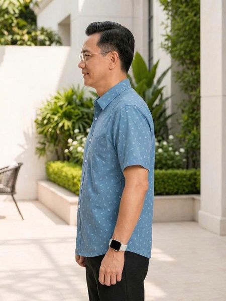 Áo sơ mi nam ngắn tay trung niên THÁI KHANG vải lụa ATK15