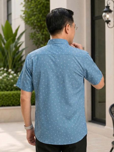 Áo sơ mi nam ngắn tay trung niên THÁI KHANG vải lụa ATK15