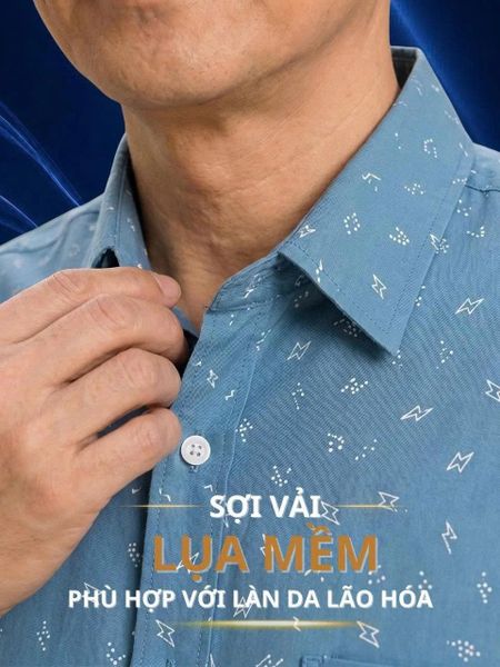Áo sơ mi nam ngắn tay trung niên THÁI KHANG vải lụa ATK15