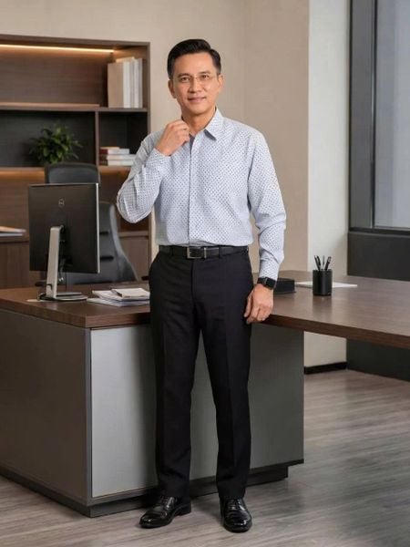 Áo sơ mi nam dài tay trung niên THÁI KHANG vải lụa ATK22