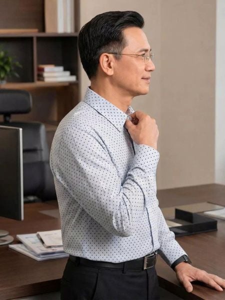 Áo sơ mi nam dài tay trung niên THÁI KHANG vải lụa ATK22