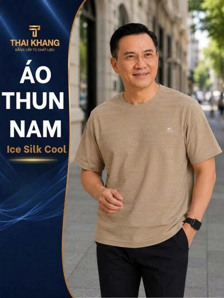 Áo thun cổ tròn nam ngắn tay Thái Khang vải vân dệt cao cấp ATK13