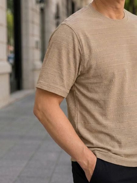 Áo thun cổ tròn nam ngắn tay Thái Khang vải vân dệt cao cấp ATK13