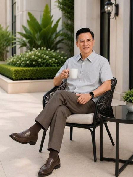 Áo Sơ Mi Nam Trung Niên Thái Khang Vải Xô Đũi Mềm Mát Họa Tiết In Chìm ATK28