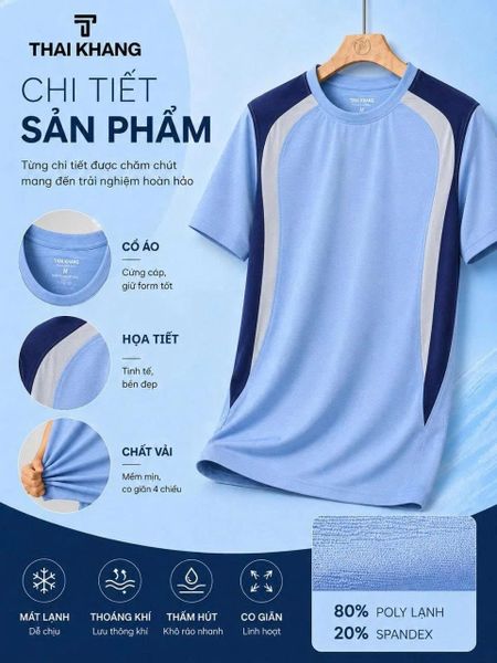 Áo thun nam cổ tròn THÁI KHANG vải thun lạnh ATK03