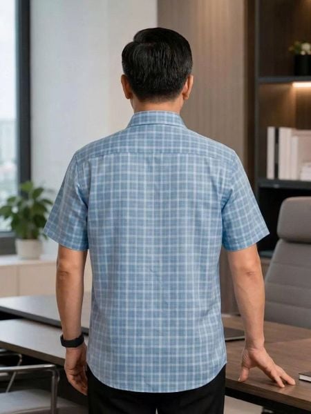 Áo sơ mi ngắn tay vải caro nam trung niên THÁI KHANG ATK48