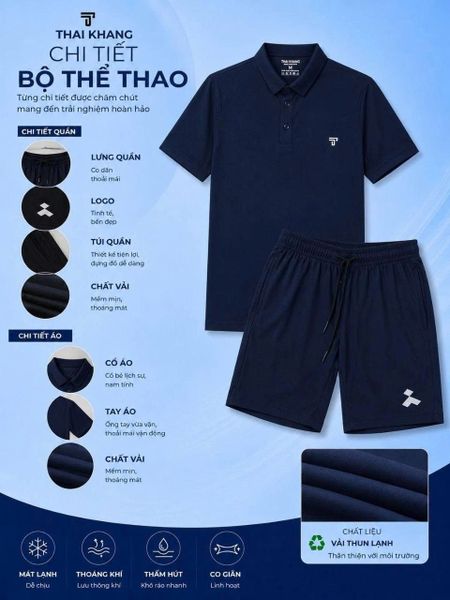 Bộ thể thao nam trung niên Thái Khang chất liệu vải thun lạnh  B01