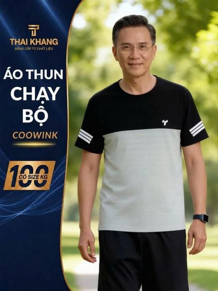 Áo thun thể thao nam cộc tay Thái Khang vải coolwink ATK33