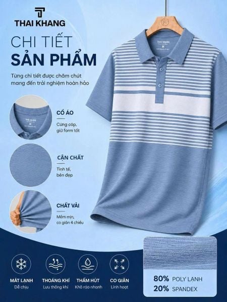 Áo thun polo nam THÁI KHANG vải thun lạnh ATK36