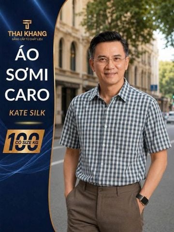 Áo sơ mi nam ngắn tay trung niên THÁI KHANG vải lụa co giãn ATK41