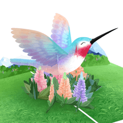  Hummingbird Lupine Pop Up Card 