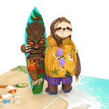  Tropical Sloth Surfer Pop-Up Card 