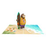  Tropical Sloth Surfer Pop-Up Card 