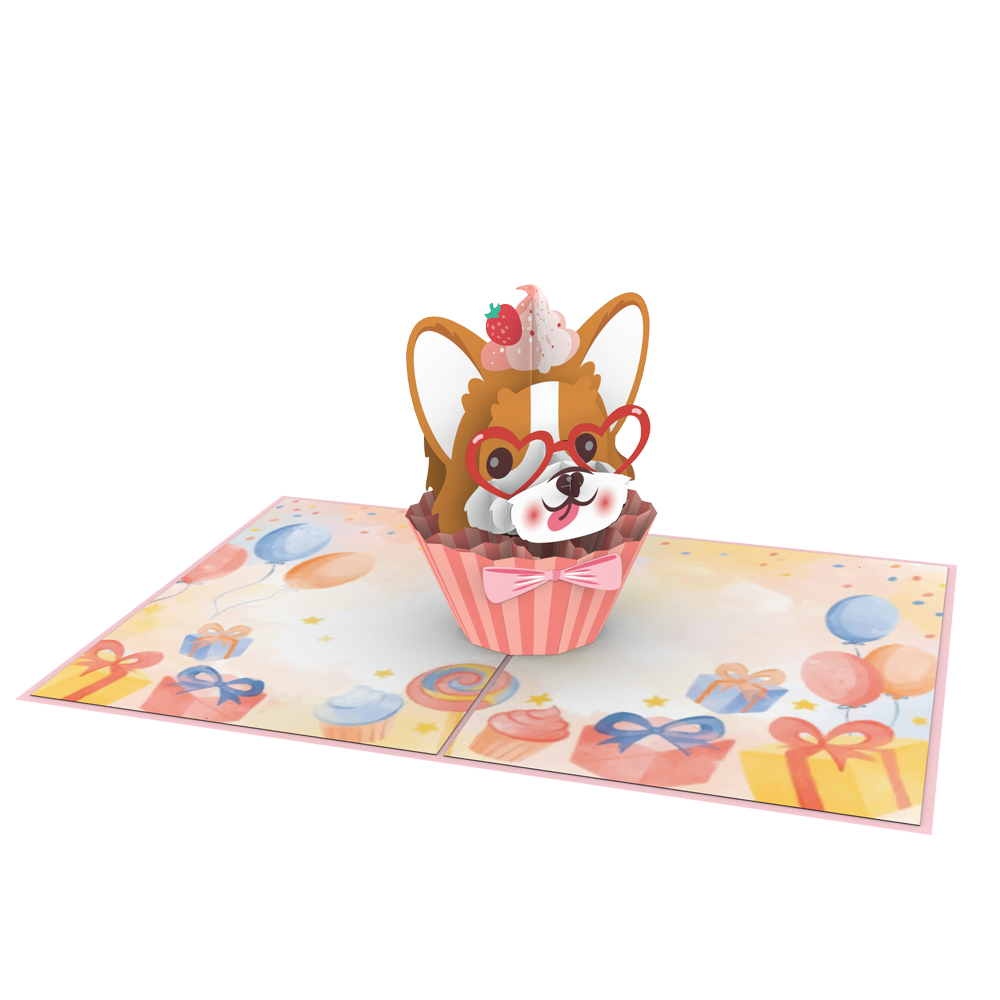  Corgi Cupcake Pop Up Card 