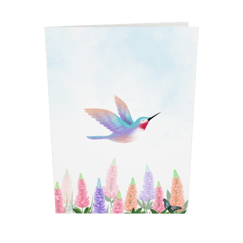  Hummingbird Lupine Pop Up Card 