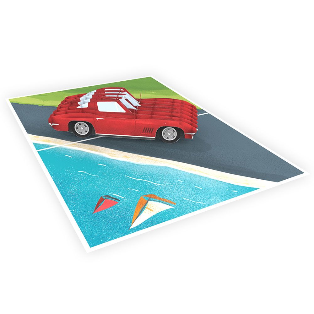  Red Classic Car Pop Up Card 