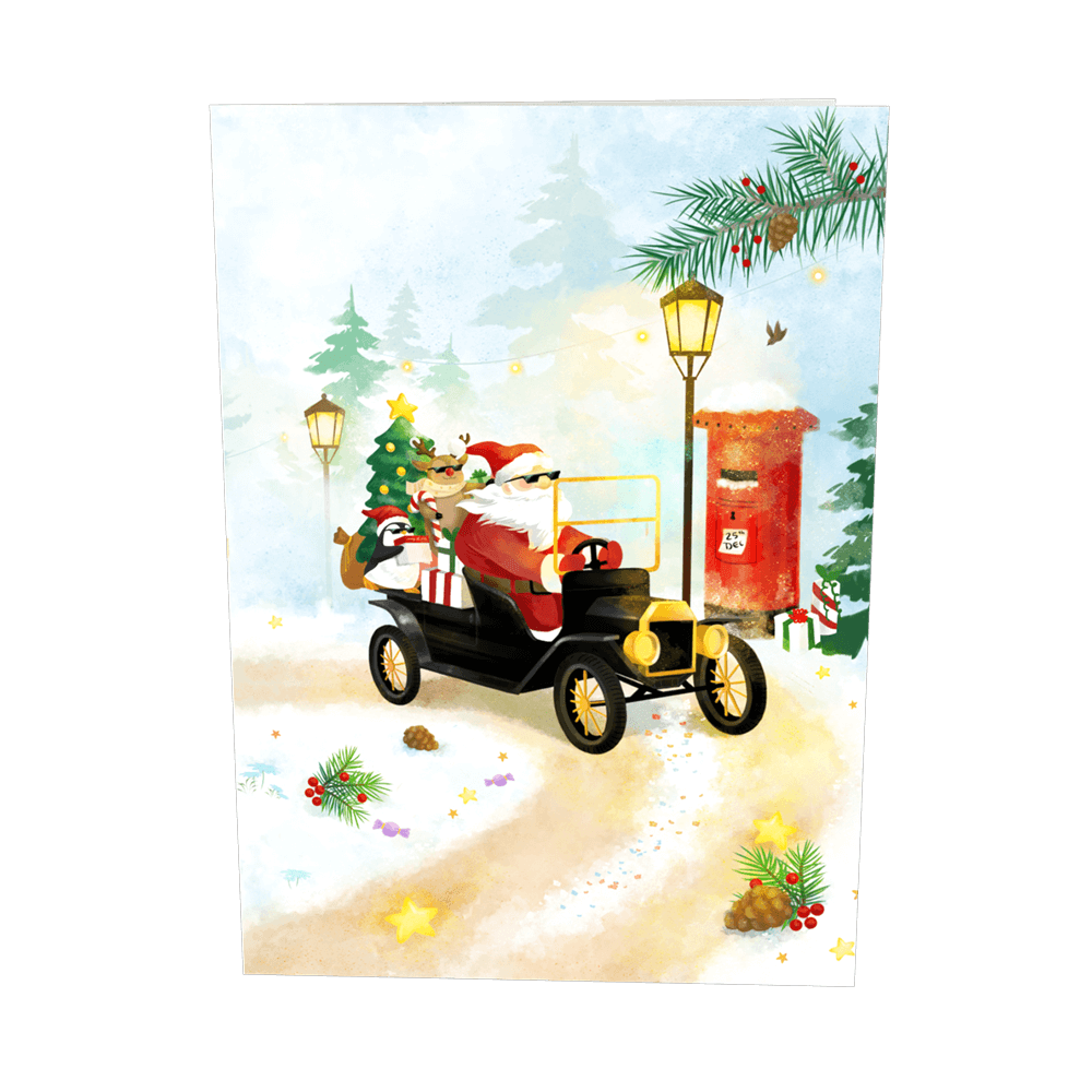  Santa’s Holiday Drive Pop Up Card 