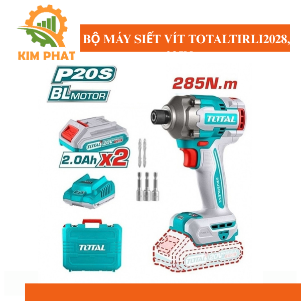 MÁY SIẾT VÍT TOTAL TIRLI2028 – 285NM | COMBO 2 PIN + 1 SẠC + HỘP NHỰA 