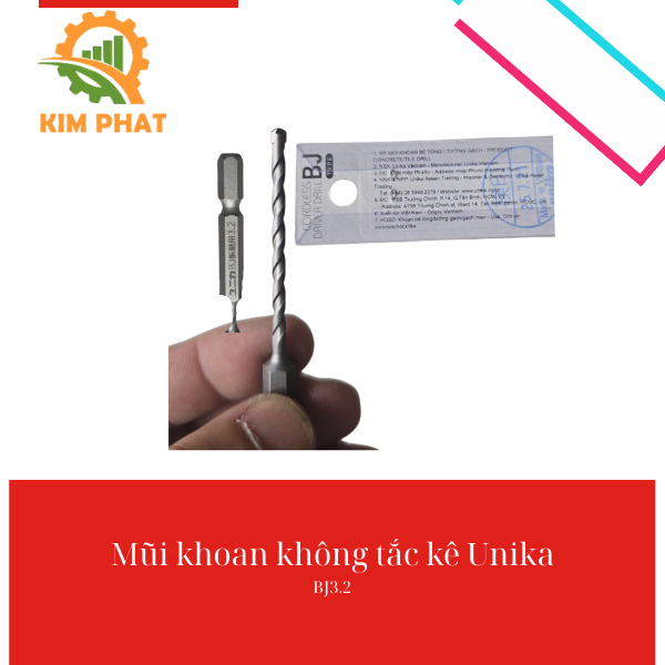  Mũi khoan bê tông 3.2mm Unika BJ 3.2 x 90 đuôi lục giác 